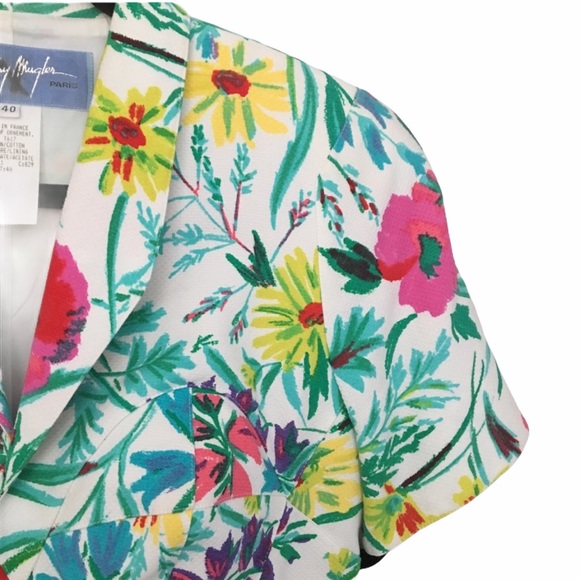 Vintage 90s: new Thierry Mugler 𑁍 Peplum Jacket Skirt Suit 𑁍 Floral Print 𑁍 - Picture 5 of 12